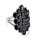 Schwarzer Spinell Ring, 925 Silber platiniert (Größe 17.00) ca. 7.35 ct