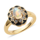Natürlicher Äthiopischer Opal und Zirkon Ring 925 Silber vergoldet  ca. 0,67 ct image number 3