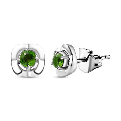 Natürlicher Chromdiopsid Ohrstecker 925 Silber platiniert ca. 0,53 ct
