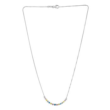 LUXURIANT DIAMOND - Lab Grown Blauer Diamant SI, Lab Grown Rosa Diamant Halskette ca. 50 cm 925 Silber Rhodiniert (10-15 Werktage Lieferzeit) ca. 1.00 ct