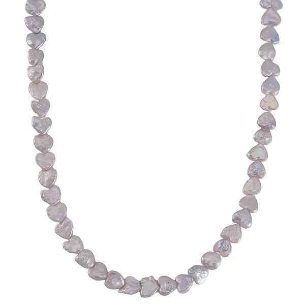 Wei&szlig;e Keshi Perle (11-12 mm) Halskette ca. 50 cm 925 Silber rhodiniert