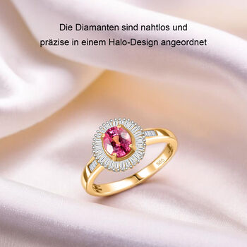 AAAA Padparadscha Saphir und Diamant Ring in 585 Gold - 1,37 ct.