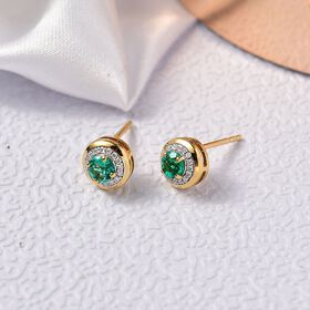 LUXURIANT AAA Labor kolumbianische Smaragd und Moissanit Ohrringe - 0,82 ct.