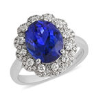 RHAPSODY Tansanit und Diamant floraler Halo-Ring in Platin image number 0
