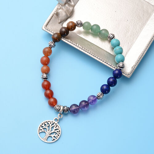 Mehrfarbiges Edelstein-Armband, 19 cm, silberfarben ca. 89,50 ct image number 1