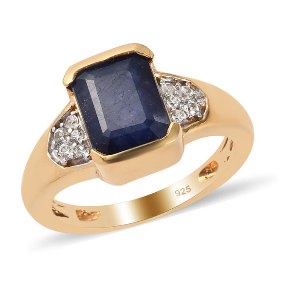 Masoala Saphir und Zirkon Ring, 925 Silber vergoldet, 3,39 ct. image number 4