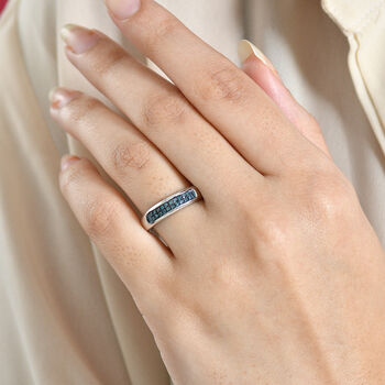 D'Joy Blauer Diamant Ring 925 Silber rhodiniert (Gr&ouml;&szlig;e 16.00) ca. 0,10 ct