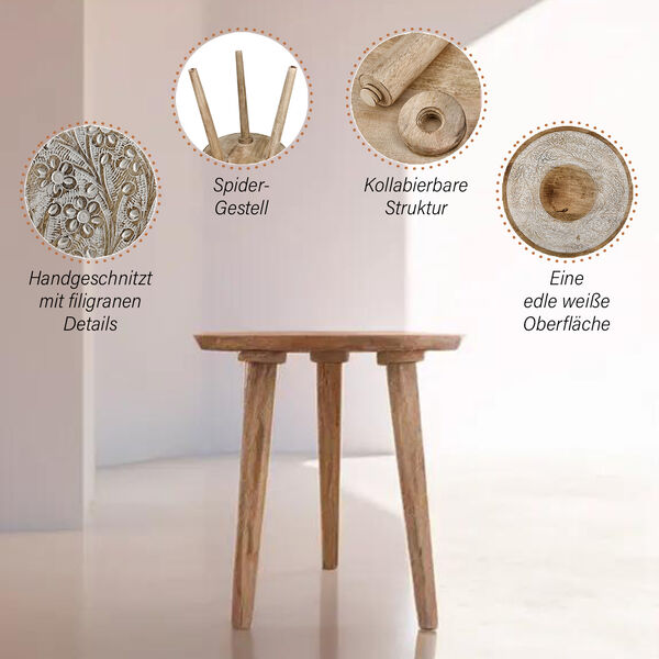 NAKKASHI - handgefertigter Couchtisch aus Mangoholz, 45 x 45 x 45 cm image number 3