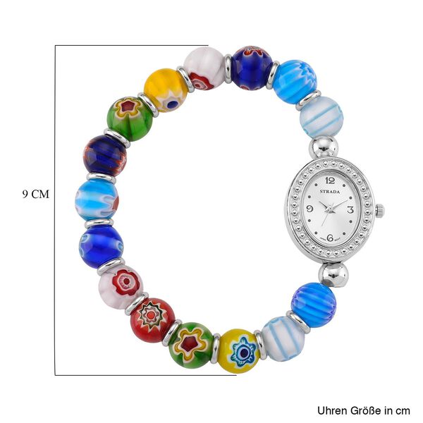 STRADA flexible mehrfarbige Armbanduhr im Murano-Stil, Japanisches Uhrwerk image number 7