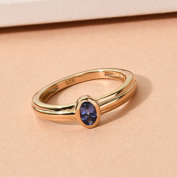 AA Tansanit Solitär Ring 925 Silber vergoldet  ca. 0,27 ct image number 2