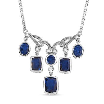 Ceylon farbenes Quarz Collier, ca. 45 cm, 925 Silber platiniert ca. 12.22 ct