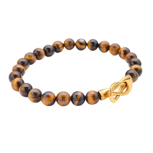 Gelbes Tigerauge Armband, ca. 20 cm, Edelstahl goldfarben ca. 112.50 ct image number 4