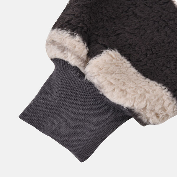 Wolkenweicher Sherpa-Hoodie mit Inkamuster, Schwarz-Beige-Orange, Einheitsgröße image number 5