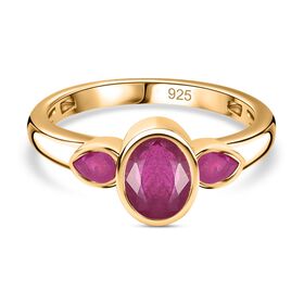 Afrikanischer Rubin (Fissure gefüllt) Ring 925 Silber Gelbgold Vermeil (Größe 21.00) ca. 2,53 ct