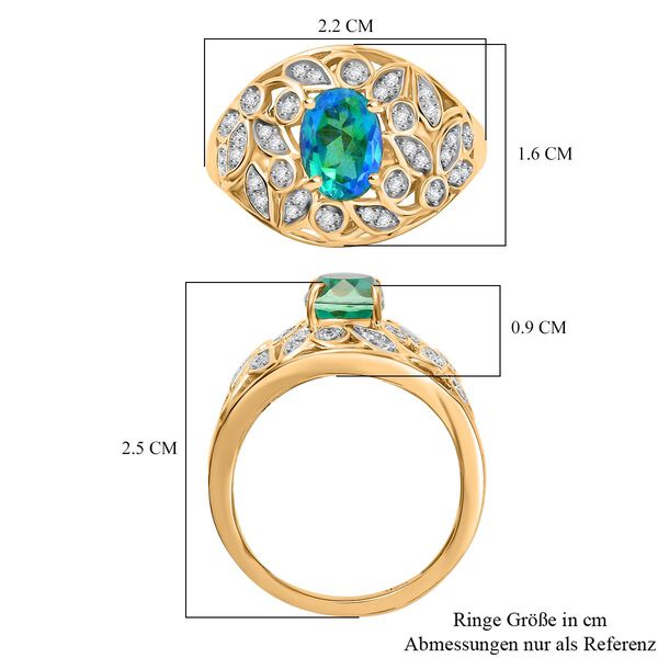 Pfau Quarz Triplett und Zirkon Ring - 1,81 ct. image number 7