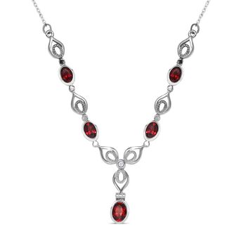 Rotes Granat Collier, ca. 45 cm Edelstahl ca. 3,25 ct