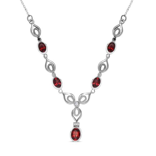Rotes Granat Collier, ca. 45 cm Edelstahl ca. 3,25 ct image number 0