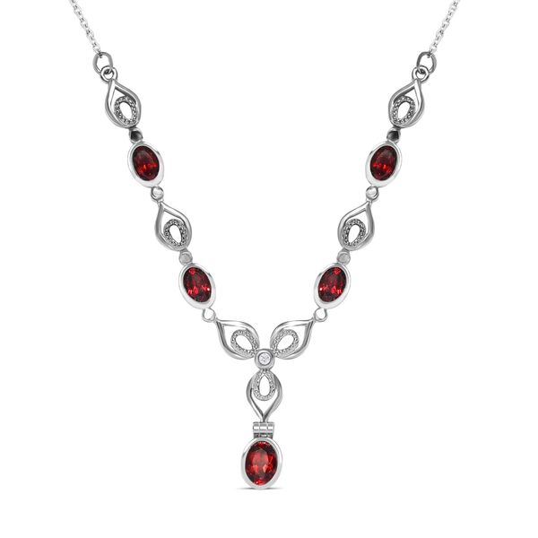 Rotes Granat Collier, ca. 45 cm Edelstahl ca. 3,25 ct