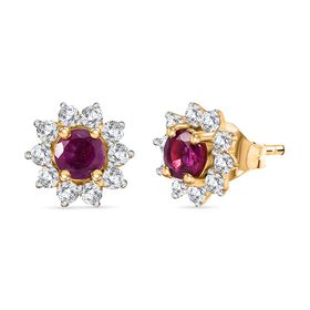 Rubin und Zirkon Ohrstecker - 1,47 ct.