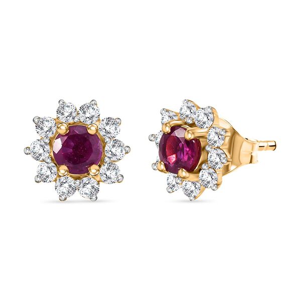 Rubin und Zirkon Ohrstecker - 1,47 ct. image number 0