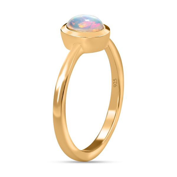 Nat&uuml;rlicher &Auml;thiopischer Opal Ring 925 Silber vergoldet  ca. 0,43 ct image number 5