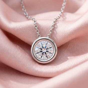 LUXURIANT VS-EF Labor Diamant Anh&auml;nger mit 50cm Kette, 925 Silber platiniert- 0,25 ct.