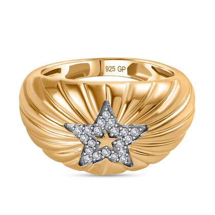 GP Celestial Kollektion - Wei&szlig;er Diamant Ring, 925 Silber Gelbgold Vermeil (Gr&ouml;&szlig;e 19.00) ca. 0.10 ct