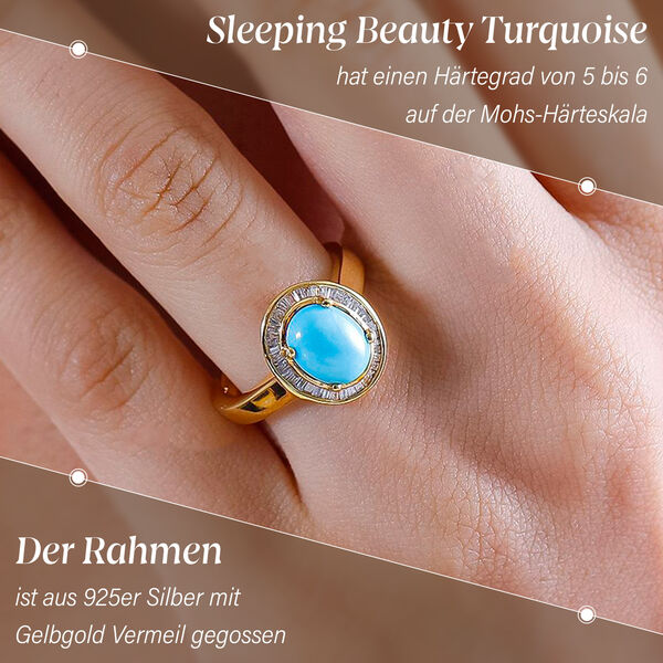 AAA Sleeping Beauty Türkis und Diamant Ring - 1,61 ct. image number 3