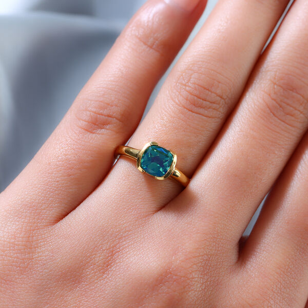 Pfau Triplett Quarz Solit&auml;r Ring 925 Silber vergoldet image number 3