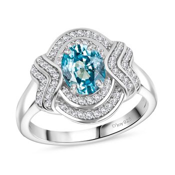 D'Joy AA Blauer Zirkon, Moissanit Ring 925 Silber rhodiniert (Gr&ouml;&szlig;e 18.00) ca. 2,29 ct