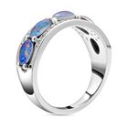 Boulder Opal Triplett und Zirkon-Half-Eternity-Ring, 925 Silber rhodiniert, 2,05 ct. image number 4