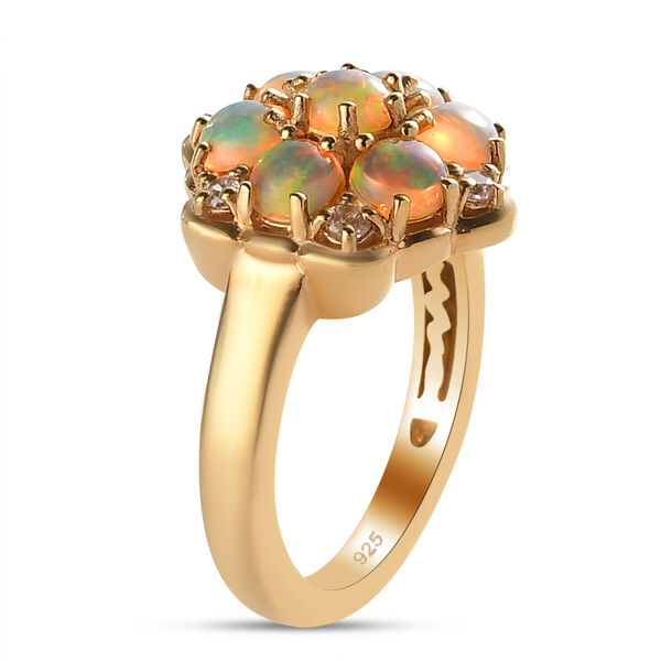 Nat&uuml;rlicher &Auml;thiopischer Opal und Zirkon Ring 925 Silber vergoldet  ca. 1,80 ct image number 5
