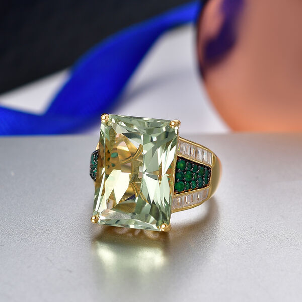 D'Joy Prasiolith, Verde Onyx und Moissanit Ring und Anh&auml;nger mit 50cm Kette image number 9