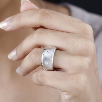 Moissanit Ring, 925 Silber rhodiniert