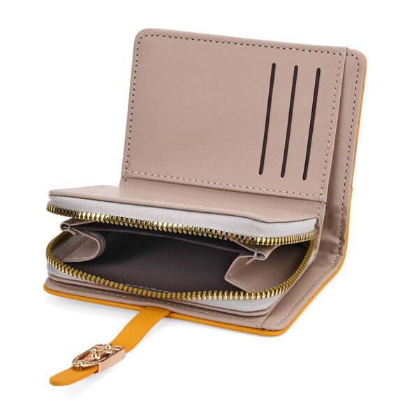 2-teiliges Geldb&ouml;rsen-Set im Krokopr&auml;gungs-Design, Lange Geldb&ouml;rse 20x10x3cm und Bifold-Geldb&ouml;rse 12x9x3,5cm, Gelb image number 8