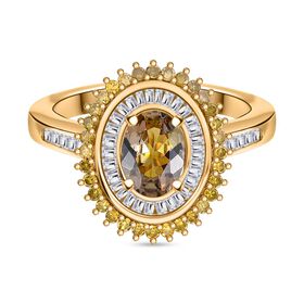 AA Natürlicher goldener Tansanit, gelber und weißer Diamant-Ring - 1,13 ct.