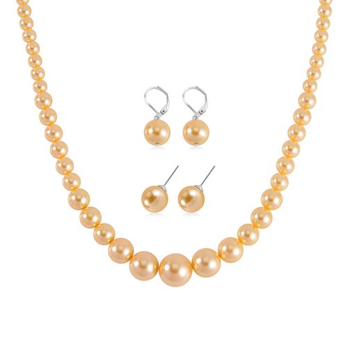 Rosa Muschelkernperle Schmuckset Reiner Edelstahl image number 0