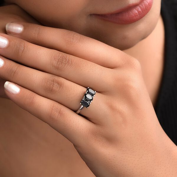 Schwarzer Spinell Ring, Edelstahl (Gr&ouml;&szlig;e 16.00) ca. 1,91 ct image number 3