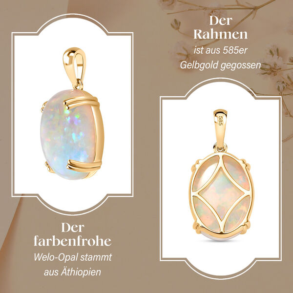 AAAA Nat&uuml;rlicher, &auml;thiopischer Welo Opal-Anh&auml;nger in 585 Gold - 14,87 ct. image number 3