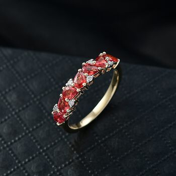 LUXURIANT AAA Orange Saphir und Labor Diamant Ring in 417 Gelbgold - 1,81 ct.