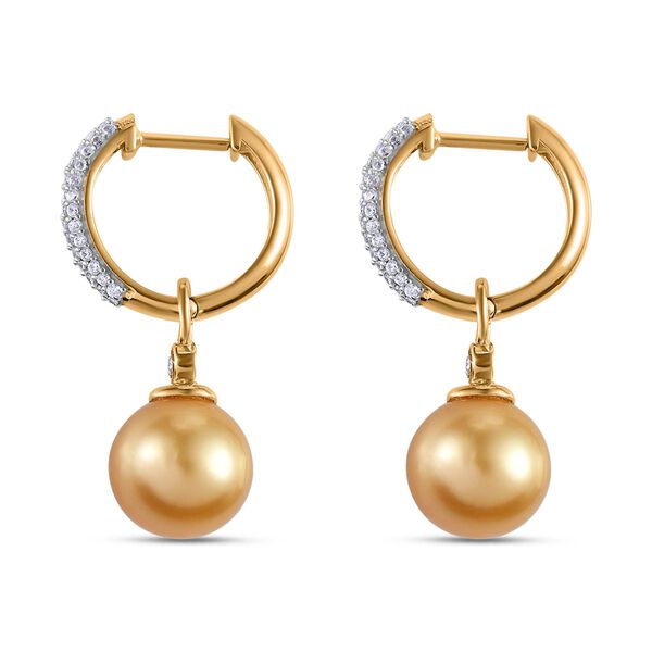 Goldene S&uuml;dsee Perlen Ohrringe, ca. 0.82 ct image number 3