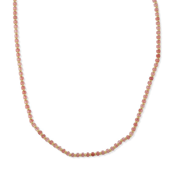 Kirsche Quarz Halskette, flexibel, Reine Legierung Vergoldet ca. 25.00 ct