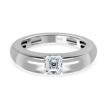 Moissanit Ring, 925 Silber platiniert (Gr&ouml;&szlig;e 16.00) ca. 0.66 ct