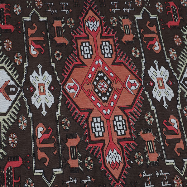 Handgewebter bedruckter Läufer aus 100 % Baumwolle, 180x120 cm, Braun image number 5