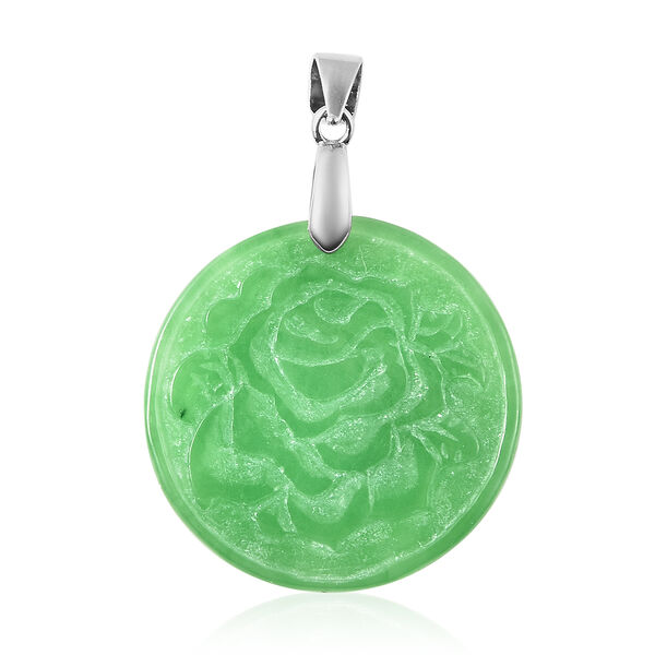 Handgeschnitzter, gr&uuml;ner Jade-Anh&auml;nger, 925 Silber ca. 18,06 ct