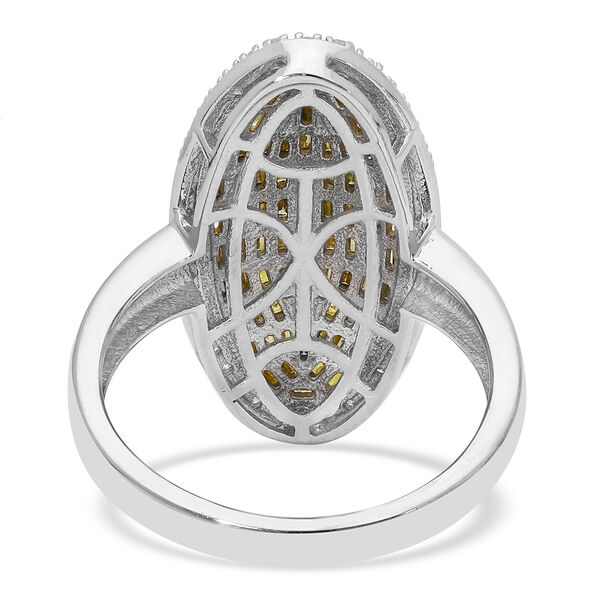 Gelber und Wei&szlig;er Diamant Cluster Ring 925 Silber Platin-&Uuml;berzug image number 5