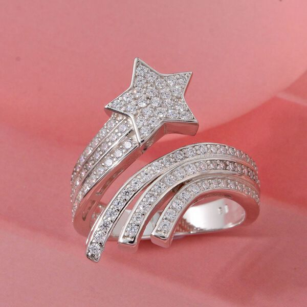 LUSTRO STELLA - Weißer Zirkonia Ring 925 Silber rhodiniert (Größe 18.00) image number 1