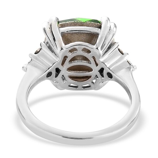 LUSTRO STELLA &Ouml;sterreichischer Moosgr&uuml;ner dunkler und wei&szlig;er Kristall Solit&auml;r Ring 925 Silber Platin-&Uuml;berzug image number 5