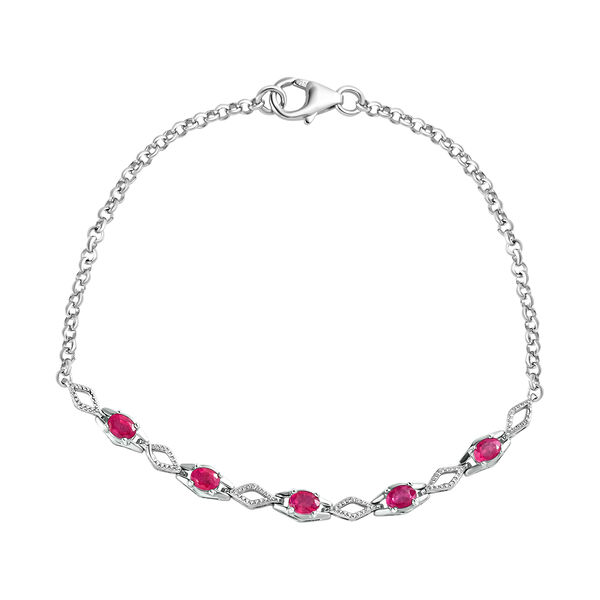 Afrikanischer Rubin (Fissure gefüllt) Armband, ca. 19 cm, 925 Silber platiniert ca. 1.38 ct image number 0