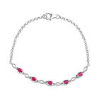 Afrikanischer Rubin (Fissure gefüllt) Armband, ca. 19 cm, 925 Silber platiniert ca. 1.38 ct